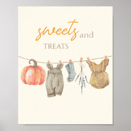 Little Pumpkin Fall Kleidung Girl Süßigkeiten und  Poster