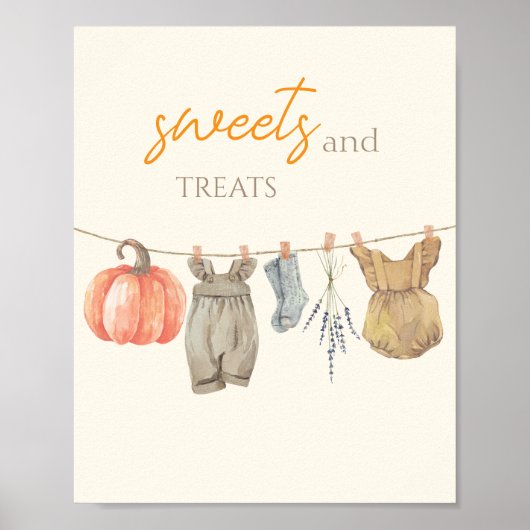 Little Pumpkin Fall Kleidung Girl Süßigkeiten und Poster (Vorne)