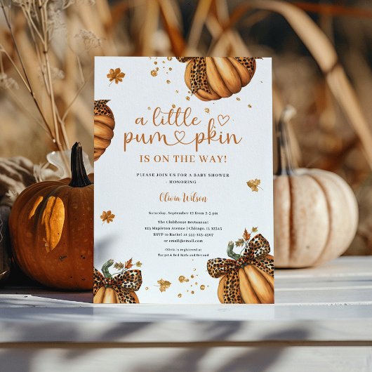 Little Pumpkin Fall Minimalistisch Retro Leopard B Einladung
