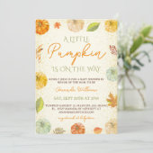 Little Pumpkin Fall Neutral Baby Dusche Einladung (Stehend Vorderseite)