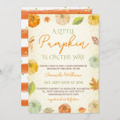 Little Pumpkin Fall Neutral Baby Dusche Einladung (Vorne/Hinten)