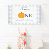Little Pumpkin Fall Pastel Blue Erster Geburtstag Banner (Insitu)