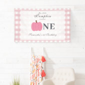 Little Pumpkin Fall Pastel Pink Erster Geburtstag Banner (Insitu)