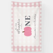 Little Pumpkin Fall Pastel Pink Erster Geburtstag Banner (Vertikal)