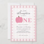 Little Pumpkin Fall Pastel Pink Erster Geburtstag Einladung (Vorderseite)
