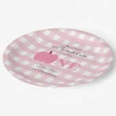 Little Pumpkin Fall Pastel Pink Erster Geburtstag Pappteller (Schrägansicht)