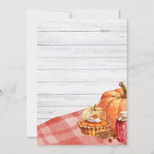 Little Pumpkin Fall Picnic Baby Dusche Einladung (Rückseite)