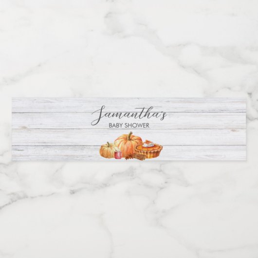 Little Pumpkin Fall Picnic Baby Dusche Wasserflaschenetikett (Einzelnes Label)