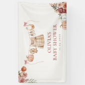 Little Pumpkin Fall Pink Floral Girl Babydusche Banner (Vertikal)
