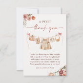 Little Pumpkin Fall Pink Floral Girl Babydusche Dankeskarte (Vorderseite)