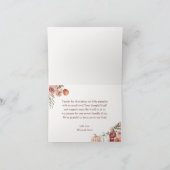 Little Pumpkin Fall Pink Floral Girl Babydusche Dankeskarte (Innenseite)