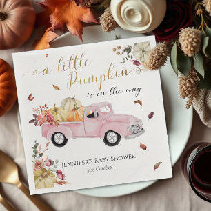 Little Pumpkin Fall Pink Vintag Truck Baby Dusche Serviette
