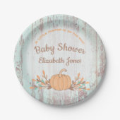 Little Pumpkin Fall Rustic Baby Dusche Pappteller (Vorderseite)