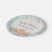 Little Pumpkin Fall Rustic Baby Dusche Pappteller (Schrägansicht)