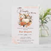 Little Pumpkin Fall Wildblume Pattern Kinderdusche Einladung (Stehend Vorderseite)