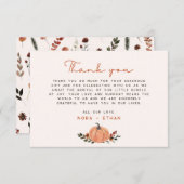 Little Pumpkin Fall Wildflower Pattern Baby Shower Dankeskarte (Vorne/Hinten)