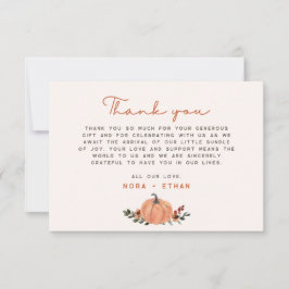 Little Pumpkin Fall Wildflower Pattern Baby Shower Dankeskarte