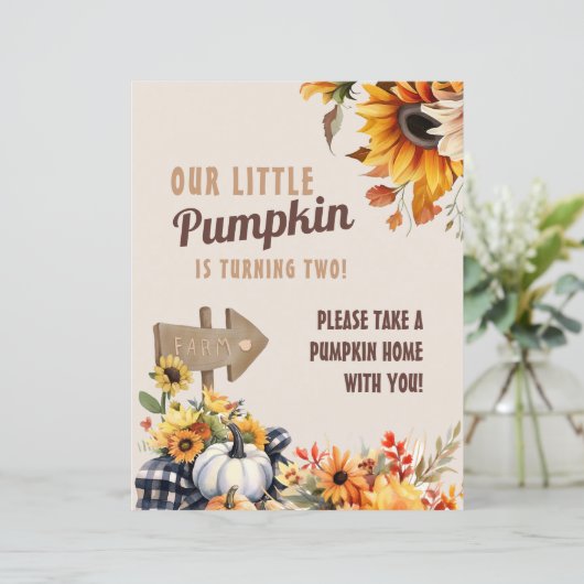 Little Pumpkin Farm Birthday Fevor Sign (Stehend Vorderseite)