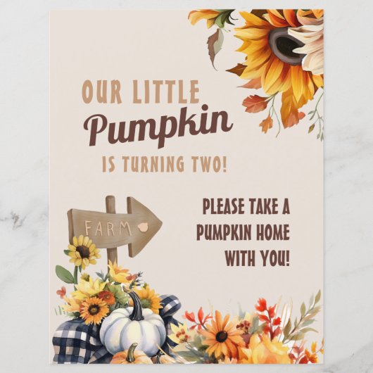 Little Pumpkin Farm Birthday Fevor Sign (Vorderseite)