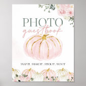 Little Pumpkin First Birthday Guest Book Sign Poster (Vorne)