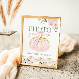 Little Pumpkin First Birthday Guest Book Sign Poster