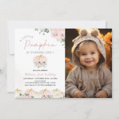 Little Pumpkin First Birthday Party Foto Einladung (Vorderseite)