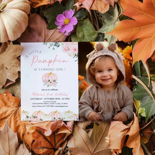Little Pumpkin First Birthday Party Foto Einladung