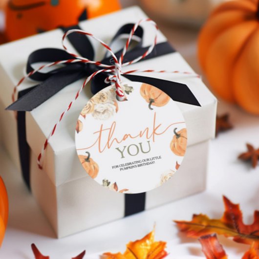 Little Pumpkin First Birthday Round Geschenkanhänger