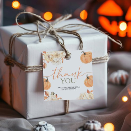 Little Pumpkin First Birthday Square Geschenkanhänger