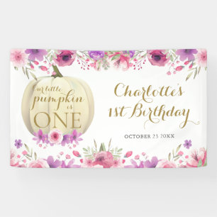 Little Pumpkin Floral 1. Geburtstag Party Banner