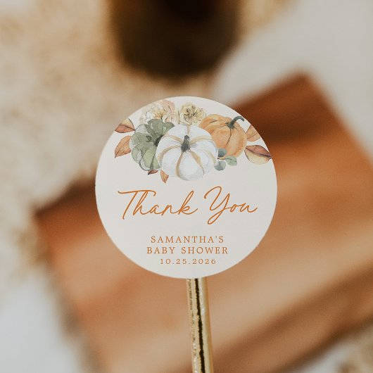 Little Pumpkin Floral Baby Dusche Vielen Dank für Runder Aufkleber