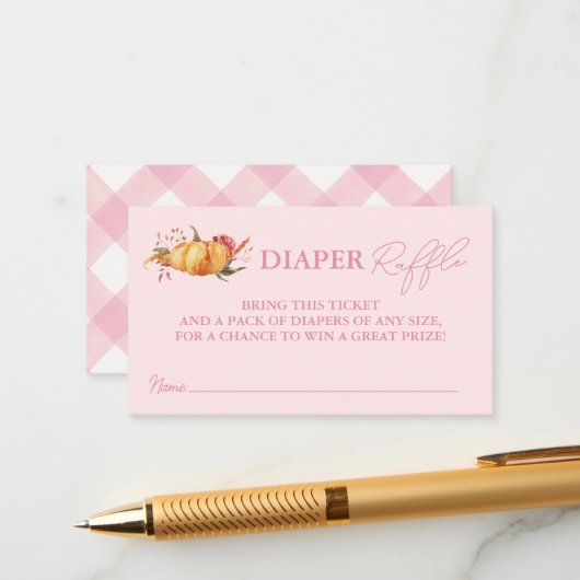 Little Pumpkin Floral Baby Dusche Windel Raffle Begleitkarte (Vorderseite/Rückseite Beispiel)