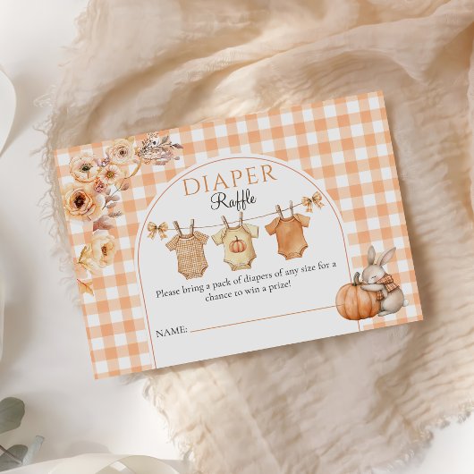 Little Pumpkin Floral Baby Dusche Windel Raffle Begleitkarte