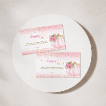 Little Pumpkin Floral Baby Girl Diaper Raffle Card