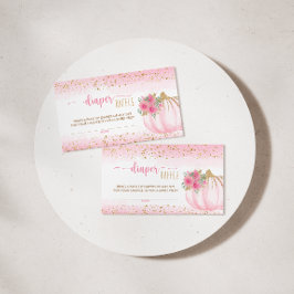 Little Pumpkin Floral Baby Girl Diaper Raffle Card Visitenkarte
