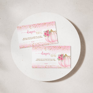 Little Pumpkin Floral Baby Girl Diaper Raffle Card Visitenkarte