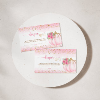 Little Pumpkin Floral Baby Girl Diaper Raffle Card Visitenkarte