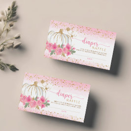 Little Pumpkin Floral Baby Girl Diaper Raffle Card Visitenkarte