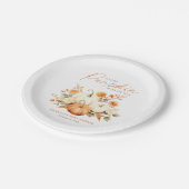 Little Pumpkin Floral Boho Botanical Baby Shower Pappteller (Schrägansicht)