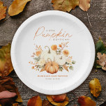 Little Pumpkin Floral Boho Botanical Baby Shower Pappteller<br><div class="desc">Kleine Pumpkin Floral Boho Botanical Baby Shower Paper Teller sind schön illustrierte Kürbis unter den böhmischen Töne Blumen.</div>