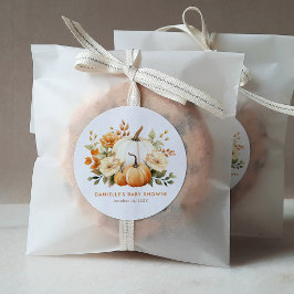 Little Pumpkin Floral Boho Botanical Baby Shower Runder Aufkleber