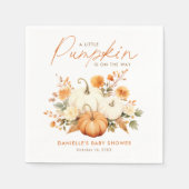 Little Pumpkin Floral Boho Botanical Baby Shower Serviette (Vorderseite)