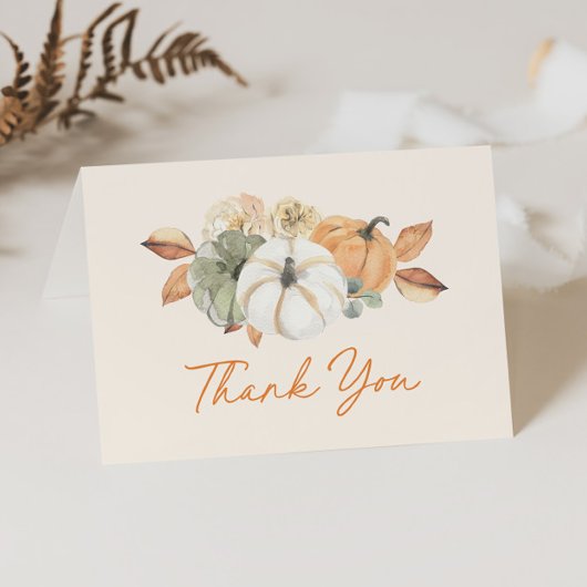 Little Pumpkin Floral Boho Elegant Baby Shower Dankeskarte