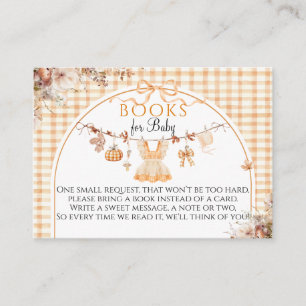 Little Pumpkin Floral Bow Fall Baby Shower Books Begleitkarte