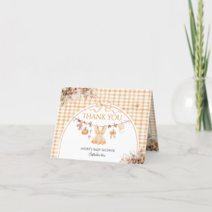 Little Pumpkin Floral Bow Fall Baby Shower Books Dankeskarte