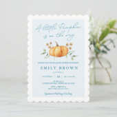 Little Pumpkin Floral Boy Baby Shower Einladung (Stehend Vorderseite)