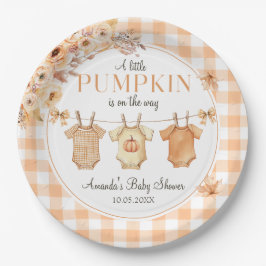Little Pumpkin Floral Fall Babyduschplatte Pappteller