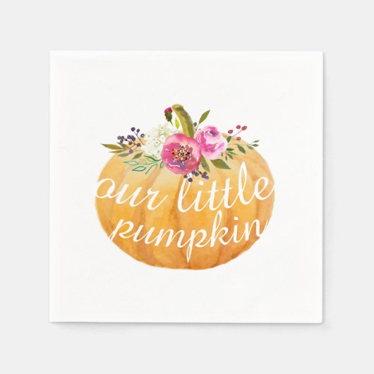 Little Pumpkin Floral Fall Napkins Serviette (Vorderseite)