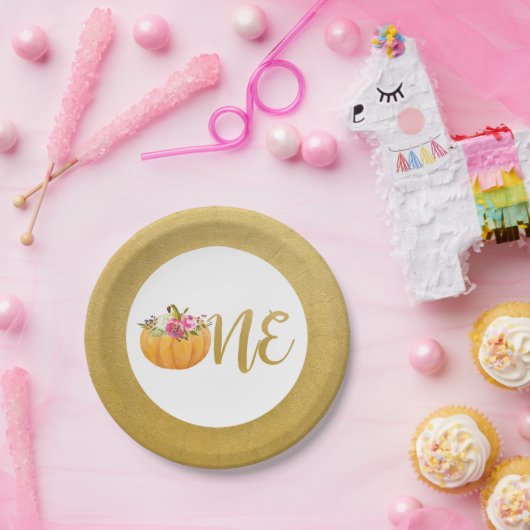 Little Pumpkin Floral Fall Paper-Teller Pappteller (Party)