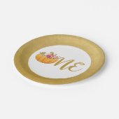 Little Pumpkin Floral Fall Paper-Teller Pappteller (Schrägansicht)